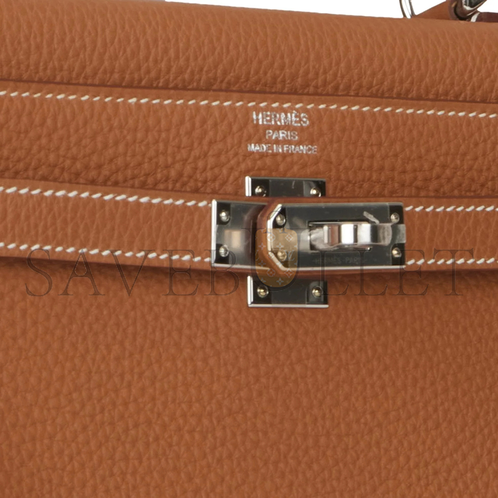 HERMÈS KELLY RETOURNE 25 GOLD TOGO PALLADIUM HARDWARE (25*17*7cm)